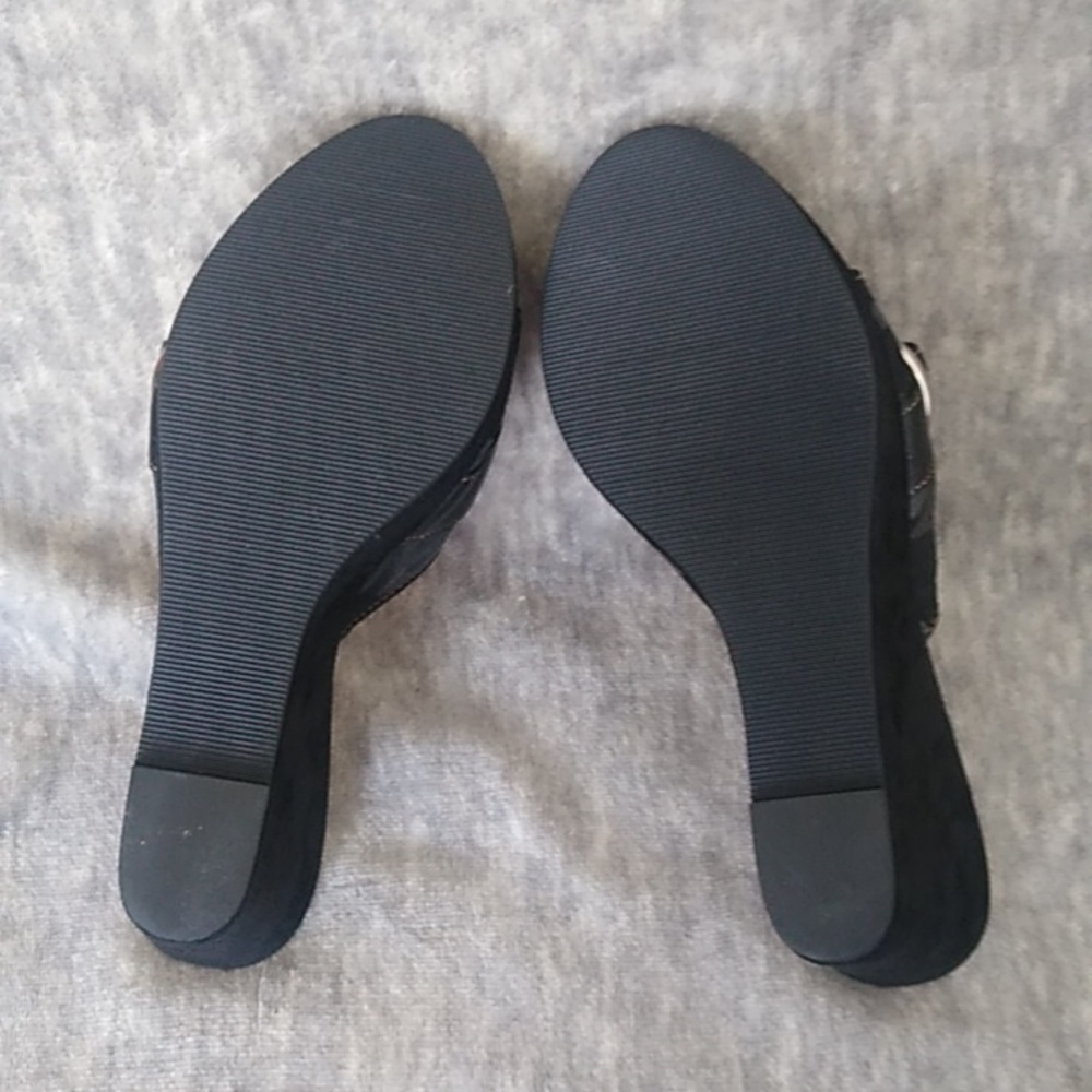 Coach Black and Silver Wedge Sandals - Picture 11 of 16